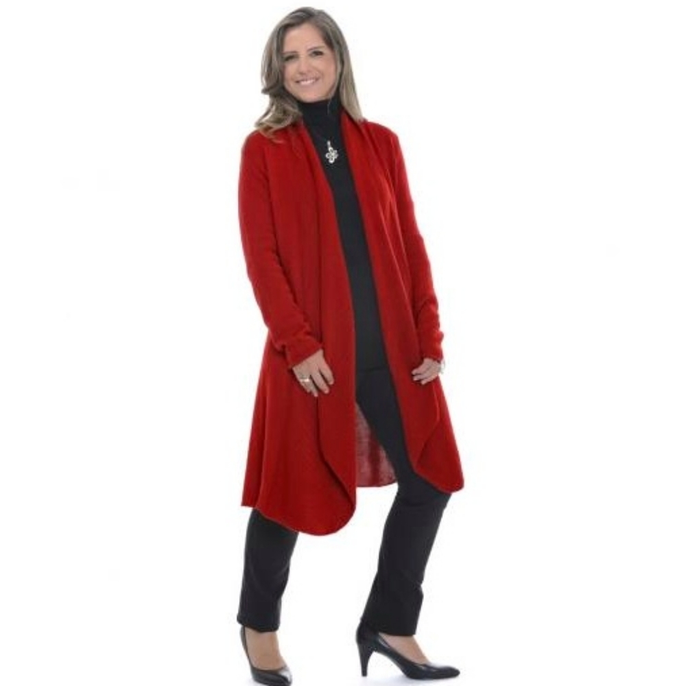 La Llama Alpaca Wool Long Cardigan Sweater - Black Size Large